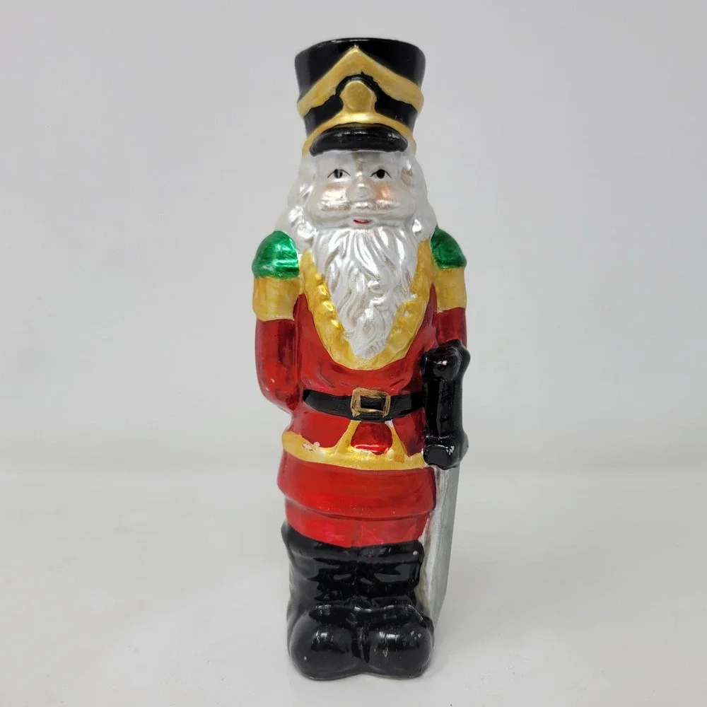 Vintage Ceramic Santa Claus Nutcracker Soldier Figurine Red Gold‎ 6.5 Inch